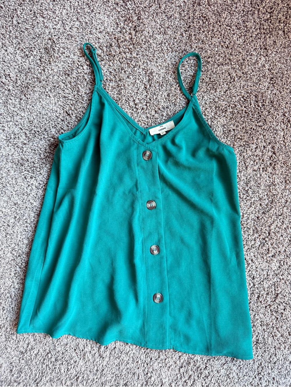 Women’s Teal Button-Front Spaghetti Strap Tank Top